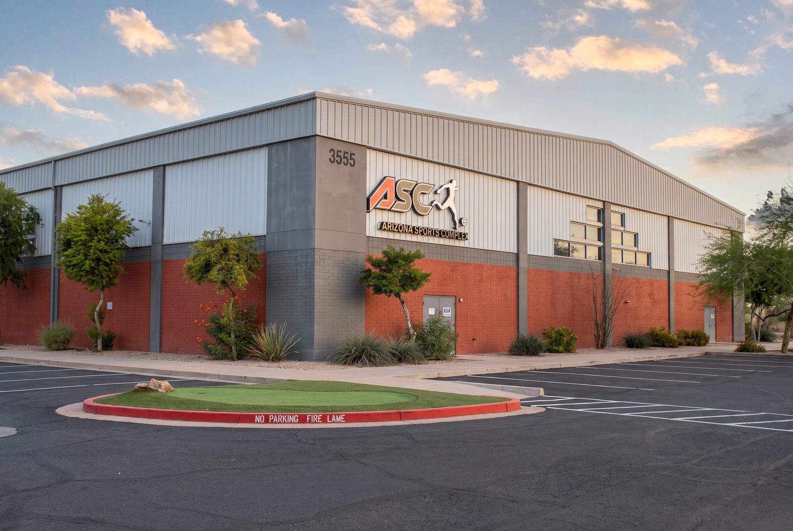 The north side of Arizona Sports Complex with the ASC sign